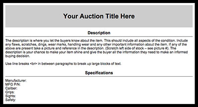 HTML Templates for Listings – GunBroker